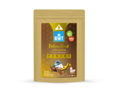 BEWIT Boisson protéinée, cacao avec banane, avec stévia, BIO